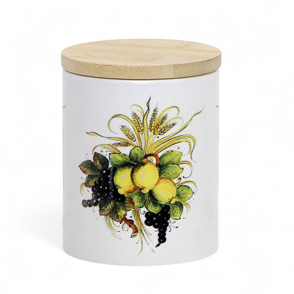 SUBLIMART: Italian Style Ceramic Candle with Lemon and Grape Harvest Design