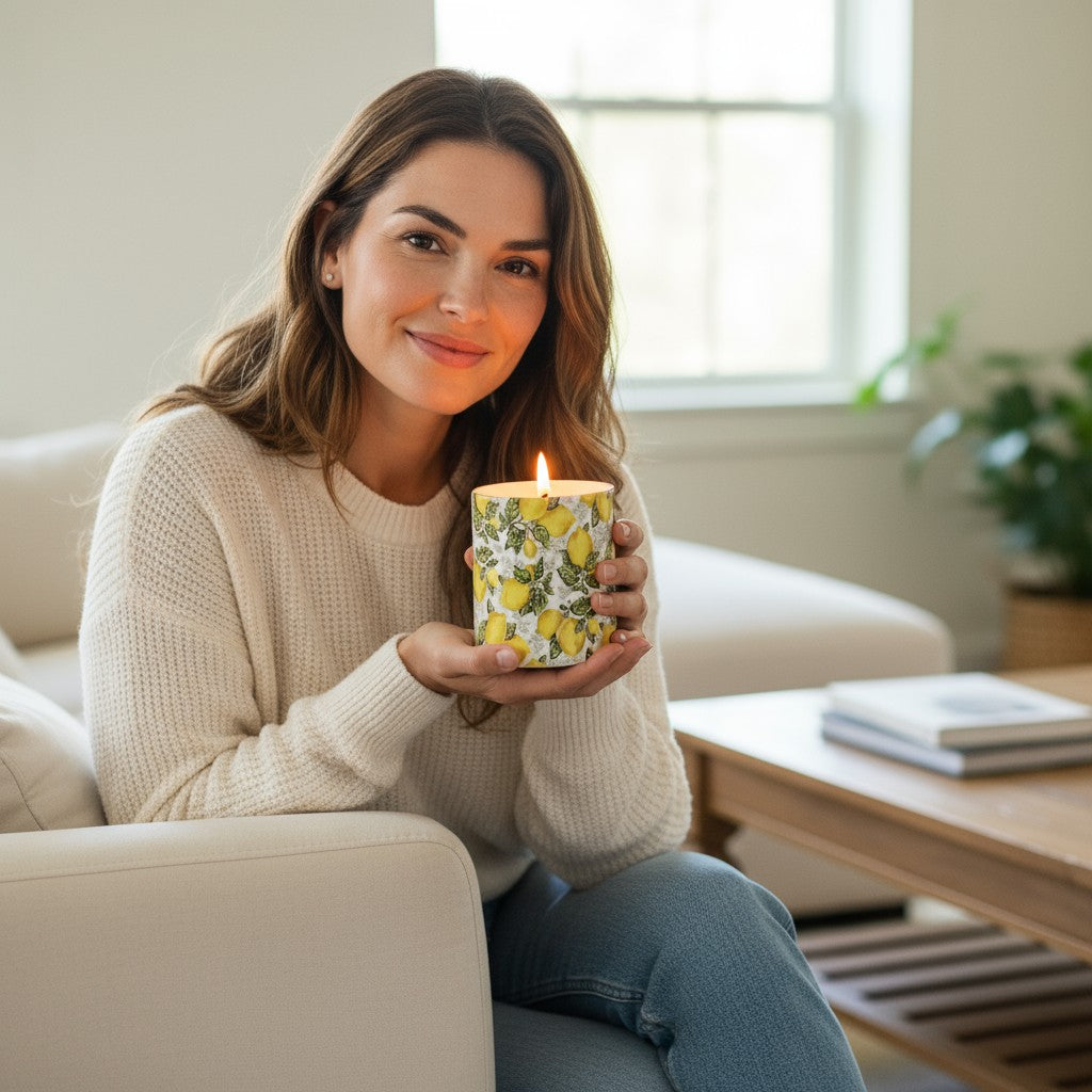 SUBLIMART: Deruta - Porcelain Soy Wax Candle 'Positano Lemons' (Design #DER23)