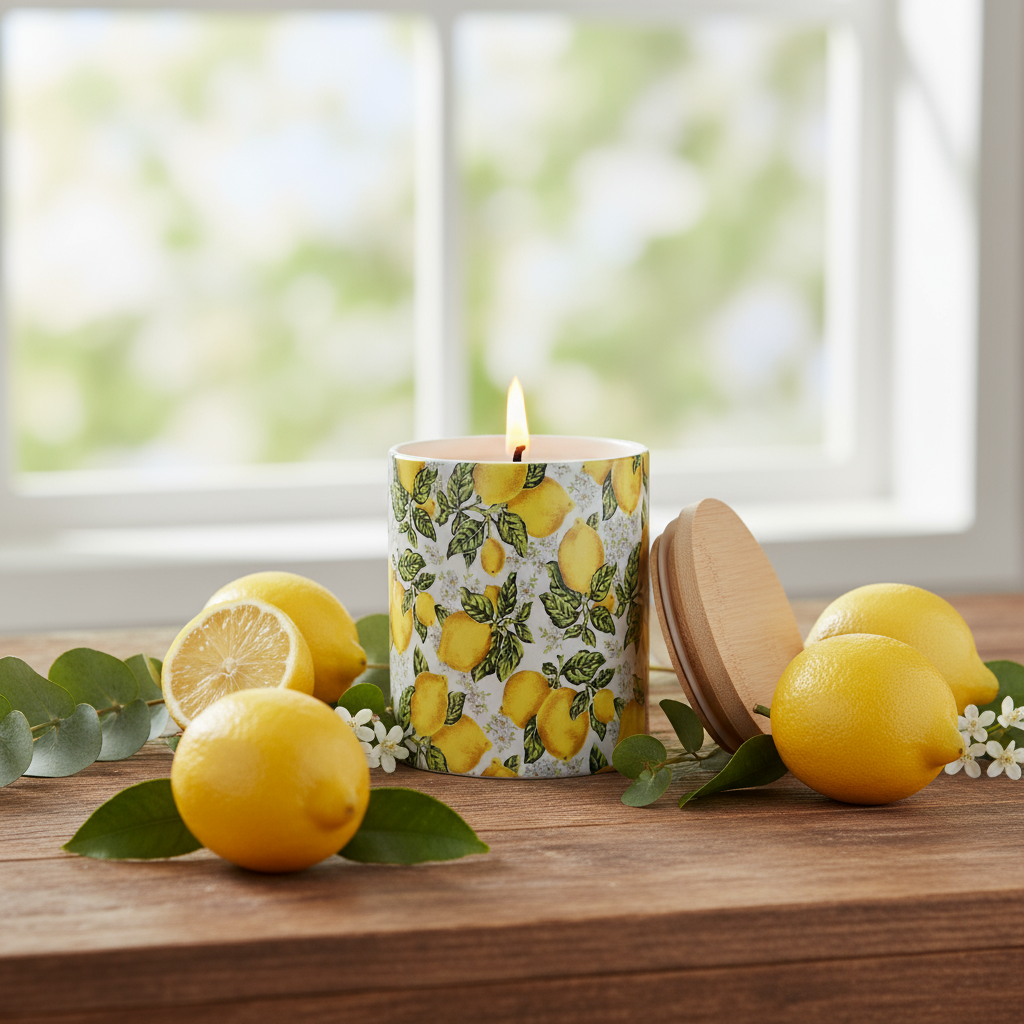 SUBLIMART: Deruta - Porcelain Soy Wax Candle 'Positano Lemons' (Design #DER23)