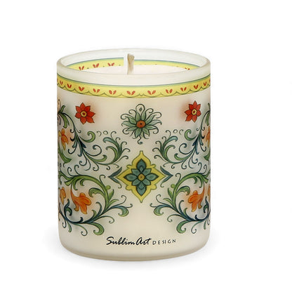 SUBLIMART: Soy Wax Glass Candle – Majolica-Inspired Décor Deruta Vario Design by Mario Bruno
