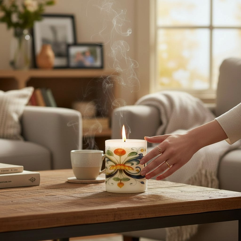 SUBLIMART: Soy Wax Glass Candle – Majolica-Deruta Inspired Décor Design