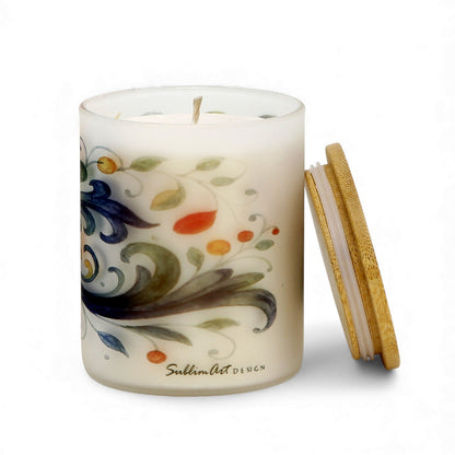 SUBLIMART: Soy Wax Glass Candle – Majolica-Deruta Inspired Décor Design
