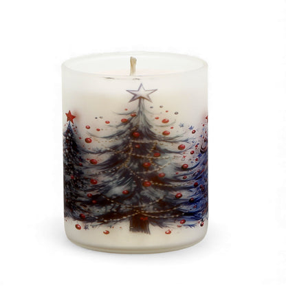 SUBLIMART: Christmas - Soy Wax Glass Candle – Christmas Blue Trees Deluxe Design