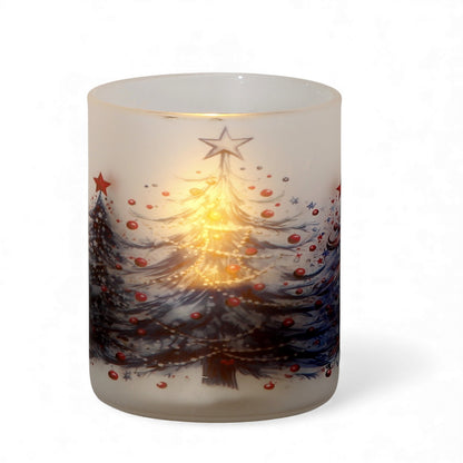 SUBLIMART: Christmas - Soy Wax Glass Candle – Christmas Blue Trees Deluxe Design
