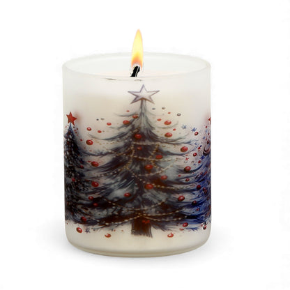 SUBLIMART: Christmas - Soy Wax Glass Candle – Christmas Blue Trees Deluxe Design