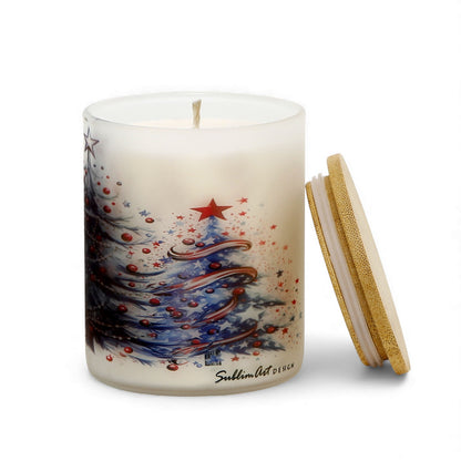 SUBLIMART: Christmas - Soy Wax Glass Candle – Christmas Blue Trees Deluxe Design