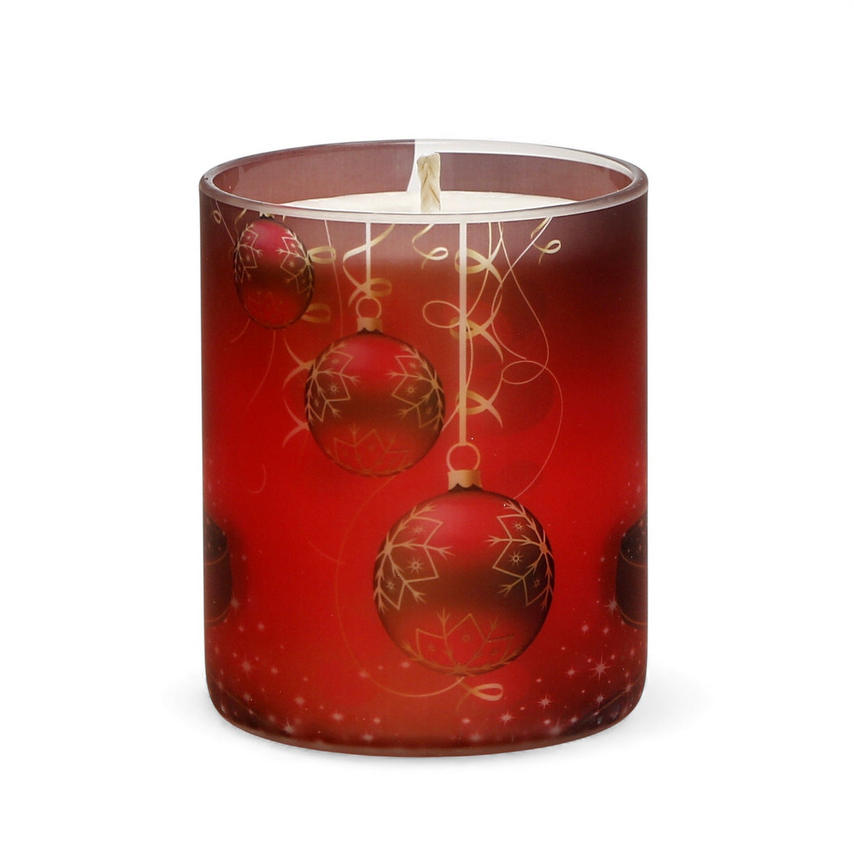 SUBLIMART: Christmas - Soy Wax Glass Candle – Red Ornaments design
