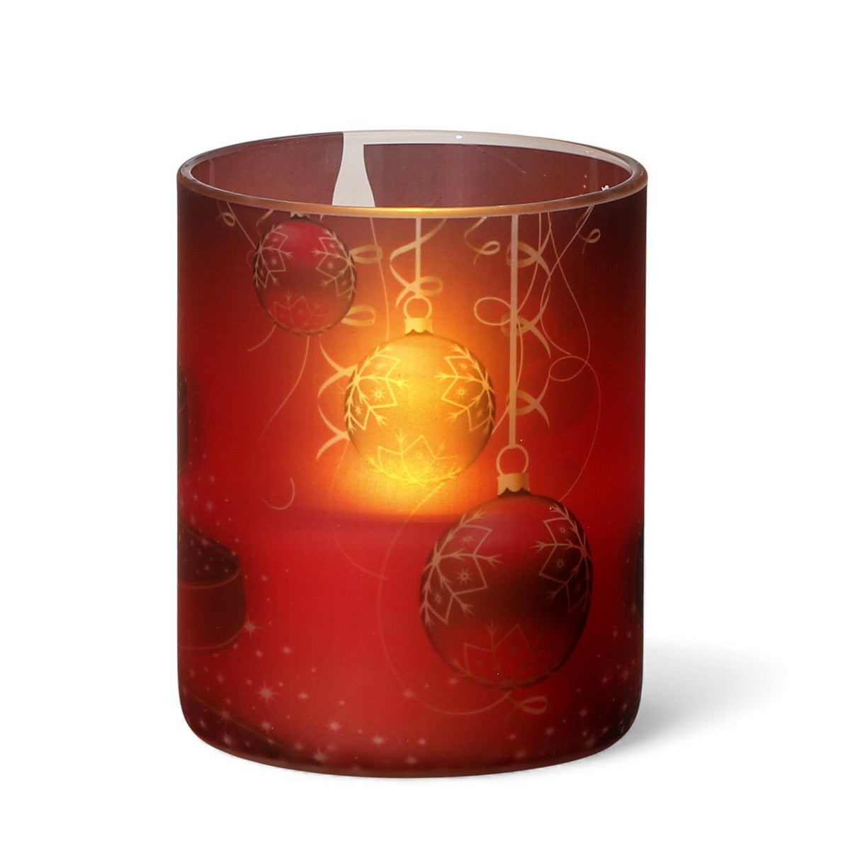 SUBLIMART: Christmas - Soy Wax Glass Candle – Red Ornaments design