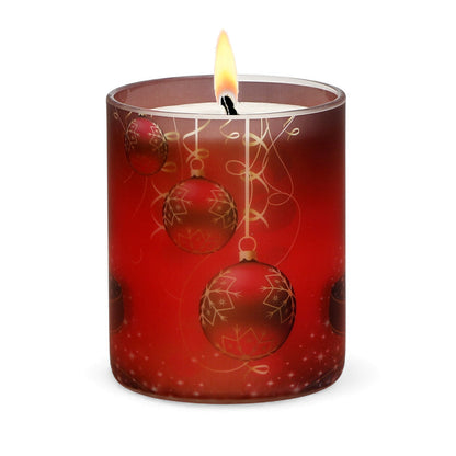 SUBLIMART: Christmas - Soy Wax Glass Candle – Red Ornaments design