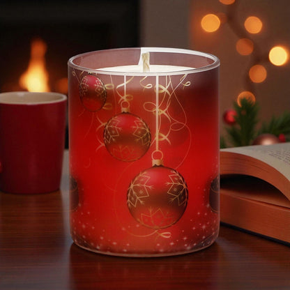 SUBLIMART: Christmas - Soy Wax Glass Candle – Red Ornaments design