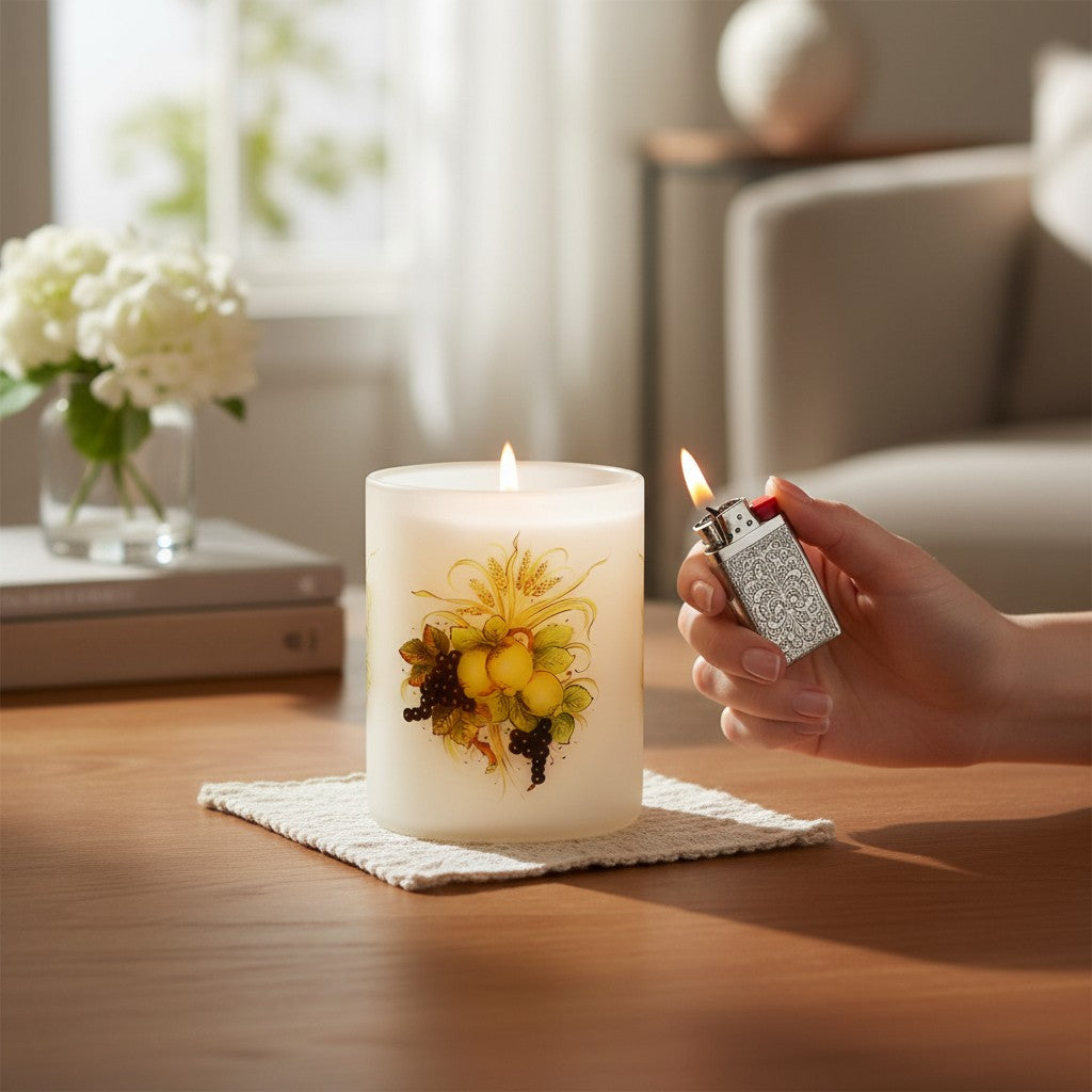 DERUTA TOSCANA: Soy Wax Glass Candle in traditional Tuscan design by Mario Bruno