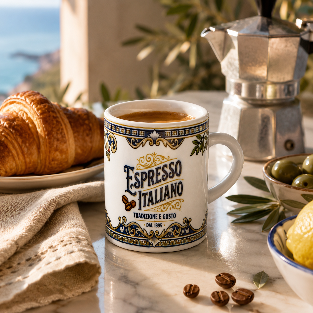 Italian Espresso Cup 3 oz, Ceramic Espresso Italiano, Italian Design, Small Coffee Lover Gift