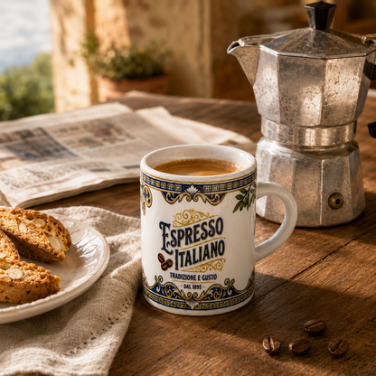 Italian Espresso Cup 3 oz, Ceramic Espresso Italiano, Italian Design, Small Coffee Lover Gift