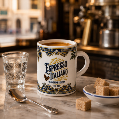 Italian Espresso Cup 3 oz, Ceramic Espresso Italiano, Italian Design, Small Coffee Lover Gift