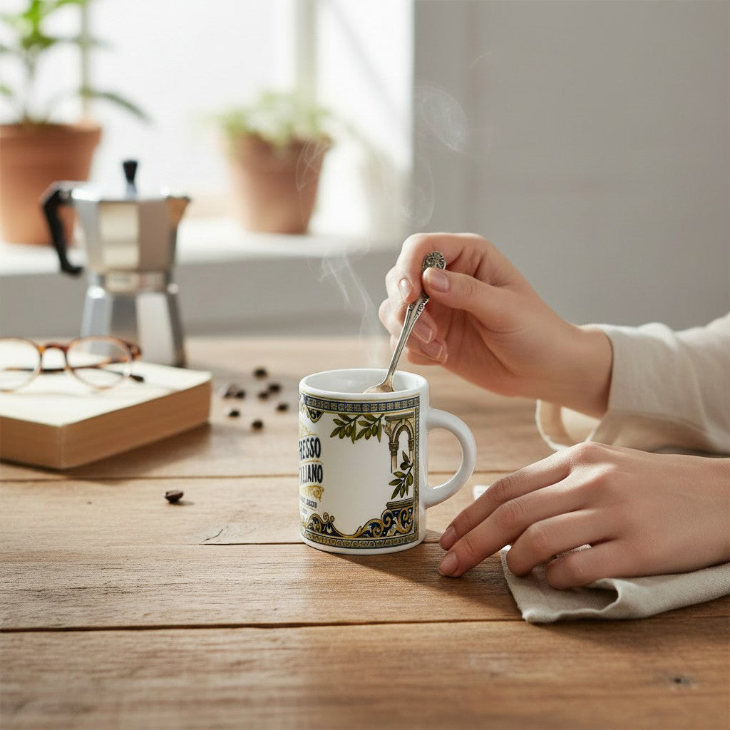 Italian Espresso Cup 3 oz, Ceramic Espresso Italiano, Italian Design, Small Coffee Lover Gift