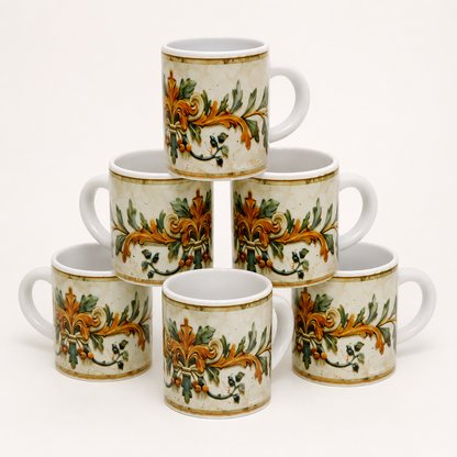 Italian Espresso Cup 3 oz, Ceramic Coffee Cup, Tuscan Renaissance Design, Coffee Lover Gift