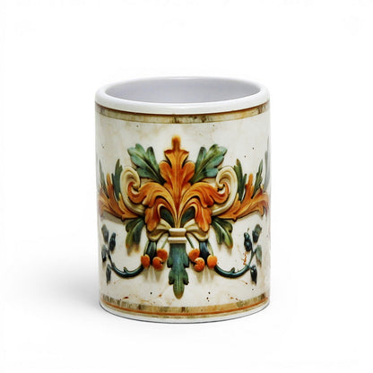 Italian Espresso Cup 3 oz, Ceramic Coffee Cup, Tuscan Renaissance Design, Coffee Lover Gift