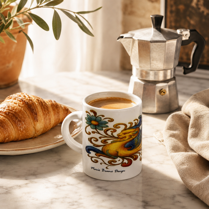 Italian Espresso Cup 3 oz, Ceramic Coffee Cup, Italian Majolica Style Design, Coffee Lover Gift