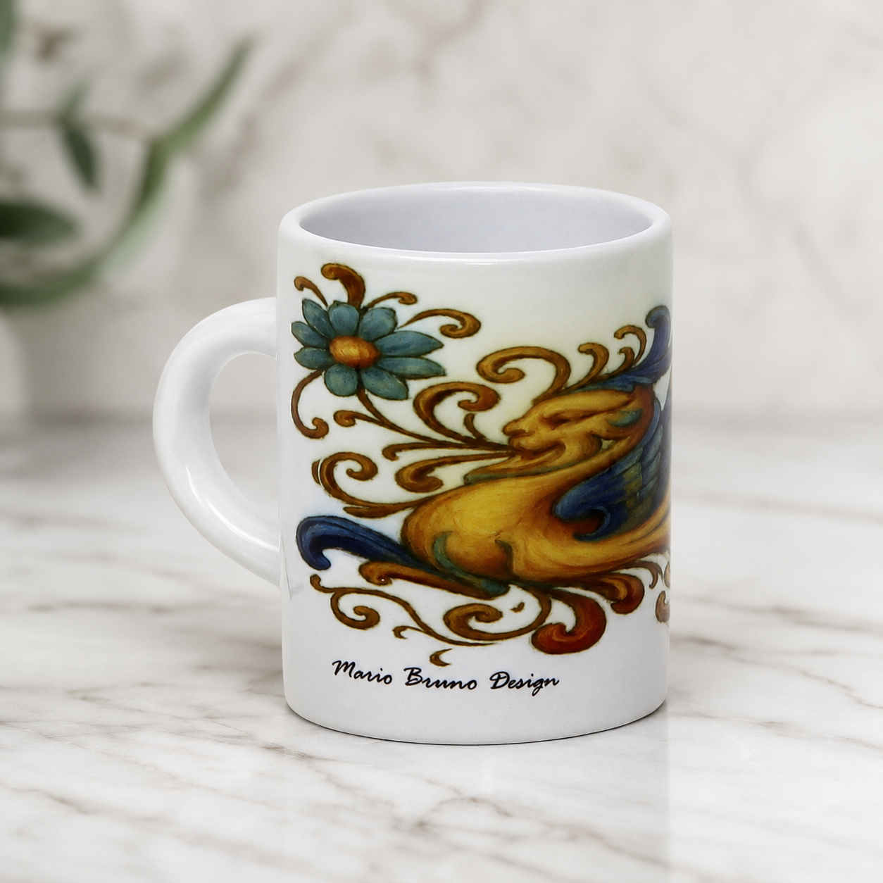 Italian Espresso Cup 3 oz, Ceramic Coffee Cup, Italian Majolica Style Design, Coffee Lover Gift