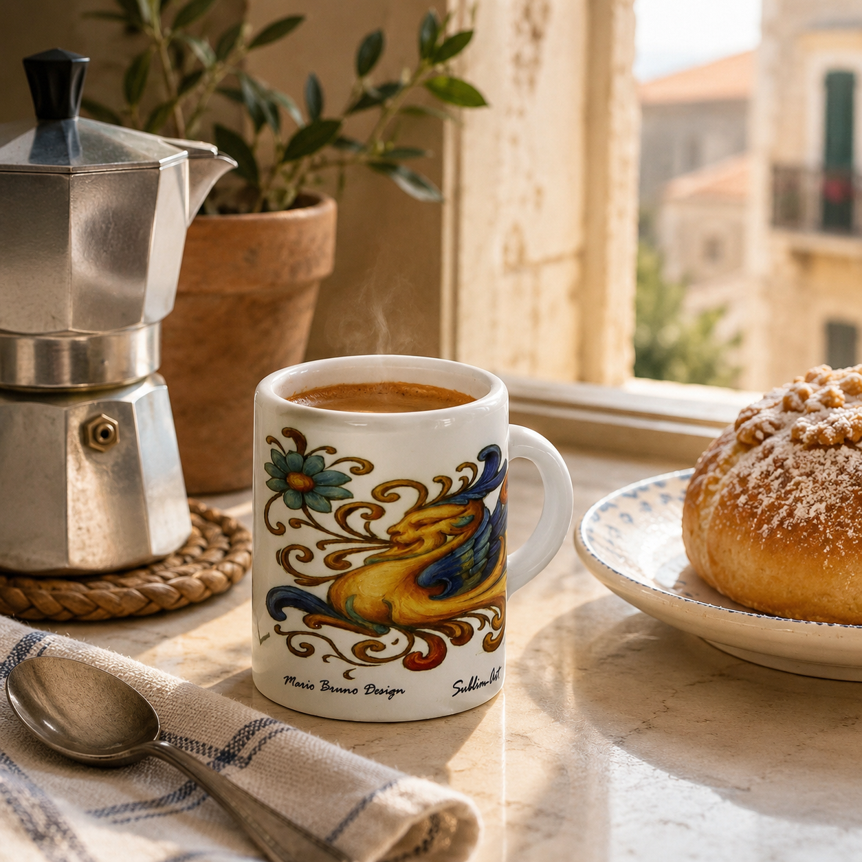 Italian Espresso Cup 3 oz, Ceramic Coffee Cup, Italian Majolica Style Design, Coffee Lover Gift