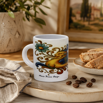 Italian Espresso Cup 3 oz, Ceramic Coffee Cup, Italian Majolica Style Design, Coffee Lover Gift