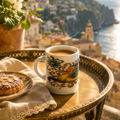 Italian Espresso Cup 3 oz, Ceramic Coffee Cup, Italian Majolica Style Design, Coffee Lover Gift