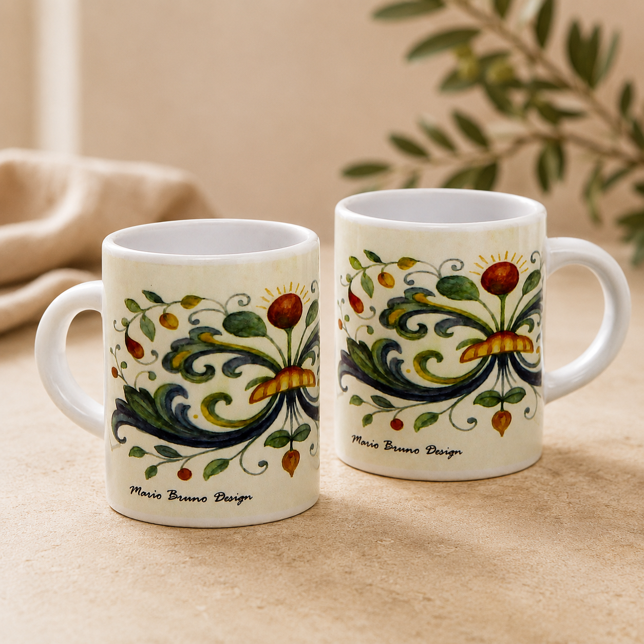 Italian Espresso Cup 3 oz, Ceramic Coffee Cup, Deruta Style Floral Majolica Design, Coffee Lover Gift