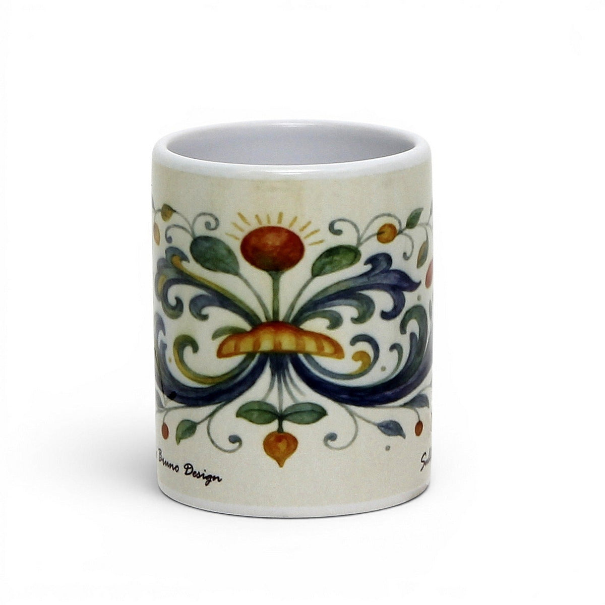 Italian Espresso Cup 3 oz, Ceramic Coffee Cup, Deruta Style Floral Majolica Design, Coffee Lover Gift