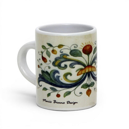 Italian Espresso Cup 3 oz, Ceramic Coffee Cup, Deruta Style Floral Majolica Design, Coffee Lover Gift