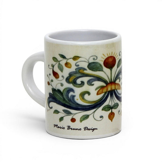 Italian Espresso Cup 3 oz, Ceramic Coffee Cup, Deruta Style Floral Majolica Design, Coffee Lover Gift