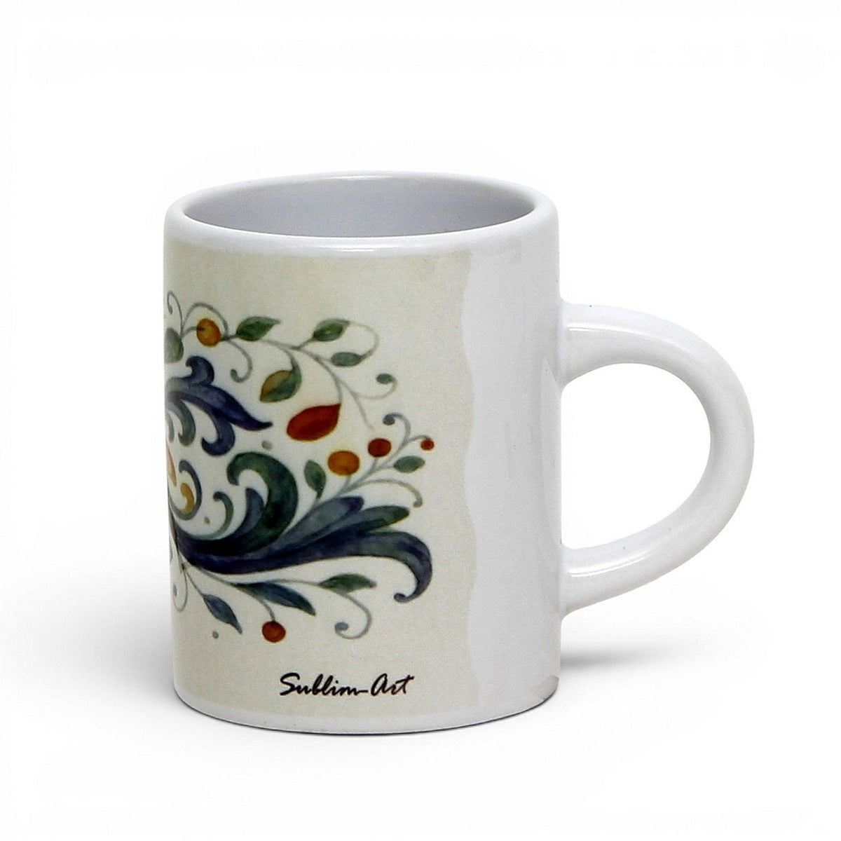 Italian Espresso Cup 3 oz, Ceramic Coffee Cup, Deruta Style Floral Majolica Design, Coffee Lover Gift
