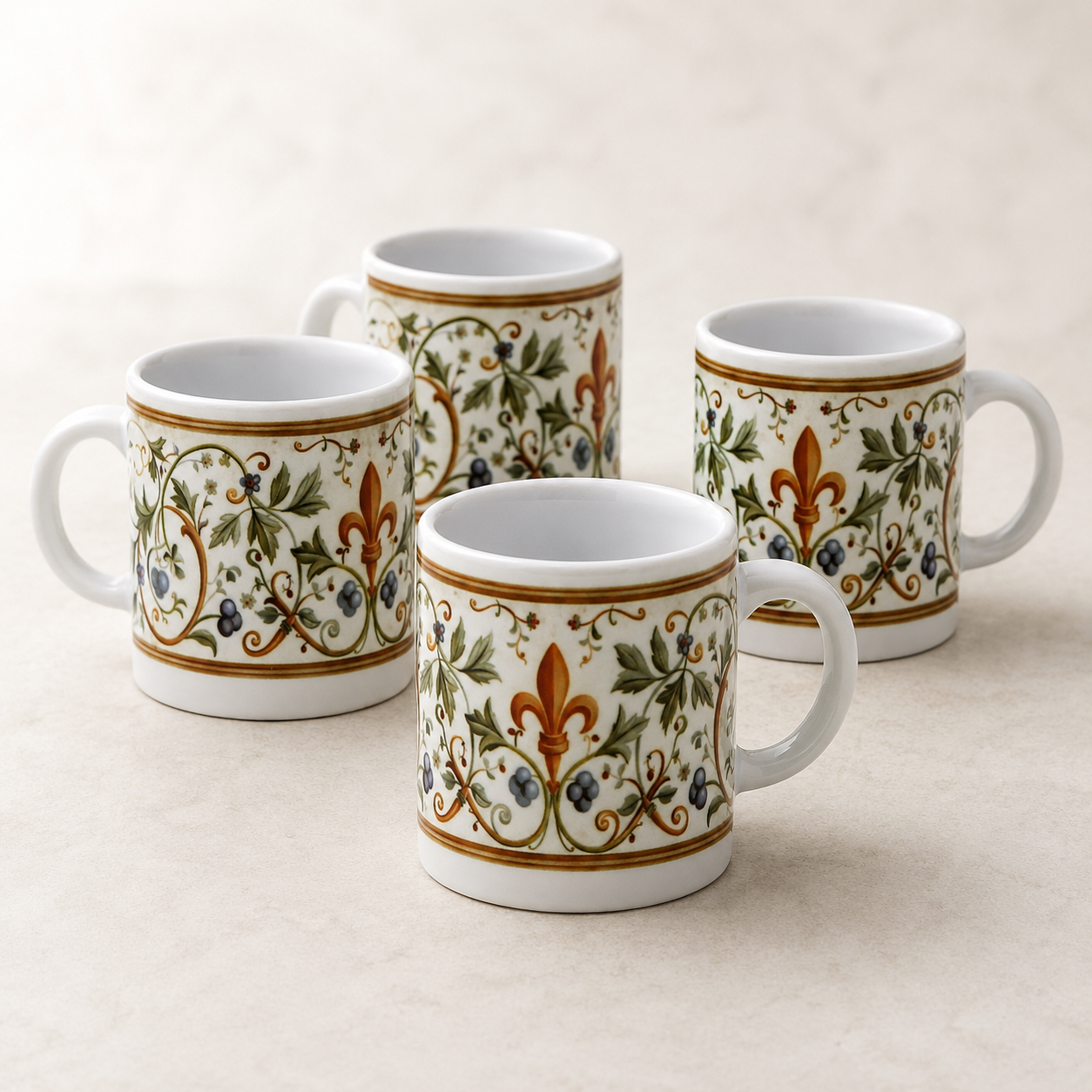 Italian Espresso Cup 3 oz, Ceramic Coffee Cup, Renaissance Floral Design, Coffee Lover Gift