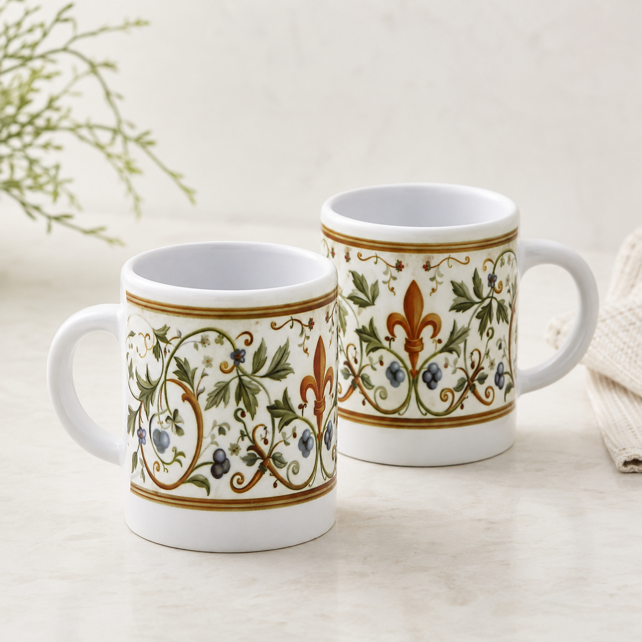 Italian Espresso Cup 3 oz, Ceramic Coffee Cup, Renaissance Floral Design, Coffee Lover Gift