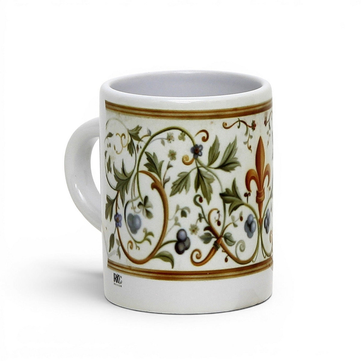 Italian Espresso Cup 3 oz, Ceramic Coffee Cup, Renaissance Floral Design, Coffee Lover Gift