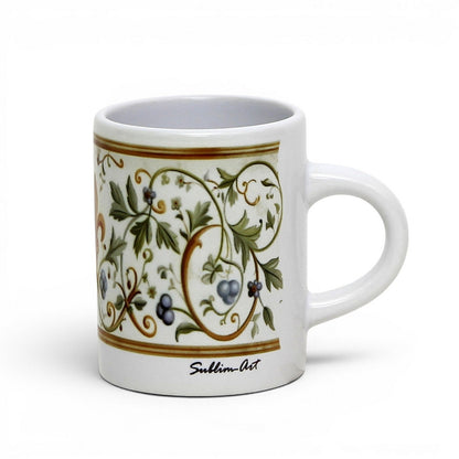 Italian Espresso Cup 3 oz, Ceramic Coffee Cup, Renaissance Floral Design, Coffee Lover Gift