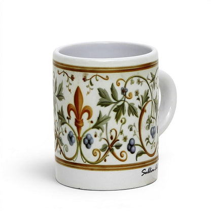 Italian Espresso Cup 3 oz, Ceramic Coffee Cup, Renaissance Floral Design, Coffee Lover Gift