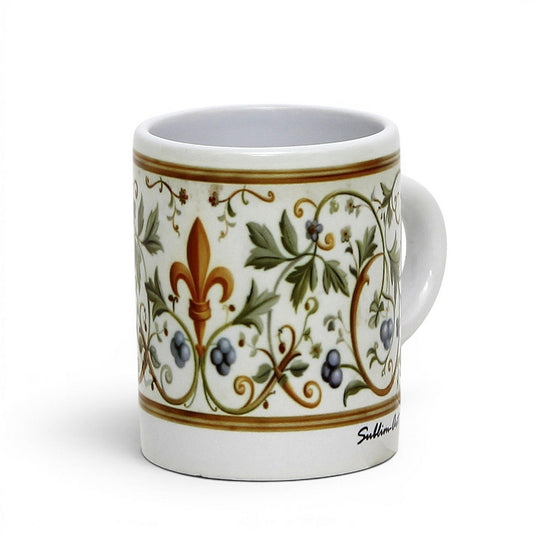 Italian Espresso Cup 3 oz, Ceramic Coffee Cup, Renaissance Floral Design, Coffee Lover Gift