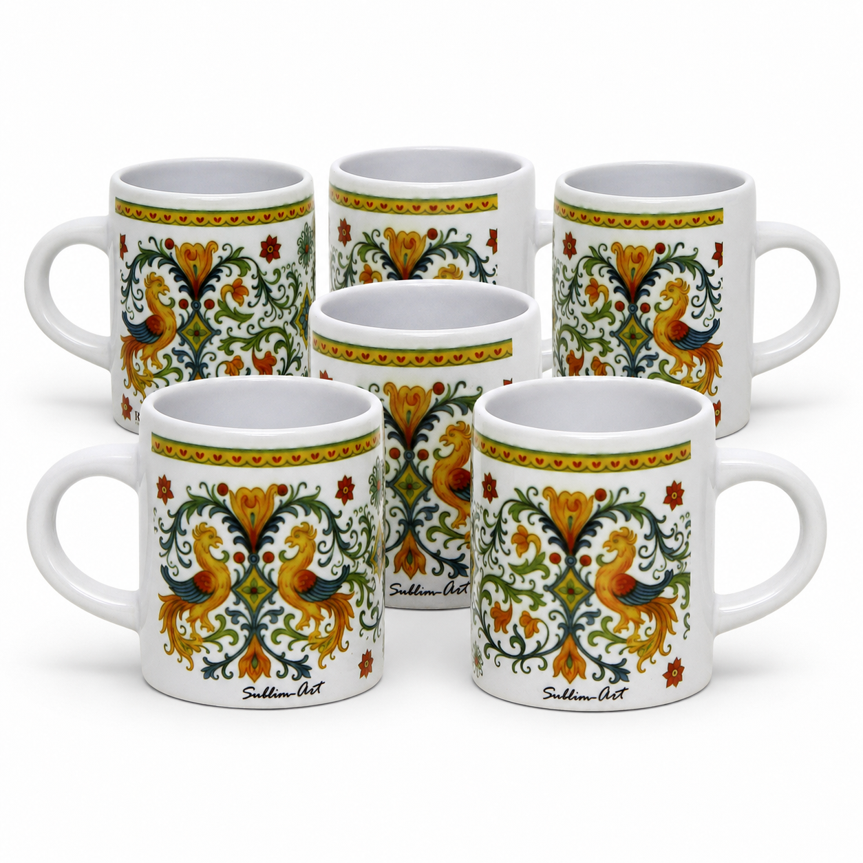 Italian Espresso Cup 3 oz, Ceramic Coffee Cup, Raffaellesco Style Dragon Design, Coffee Lover Gift