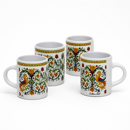 Italian Espresso Cup 3 oz, Ceramic Coffee Cup, Raffaellesco Style Dragon Design, Coffee Lover Gift
