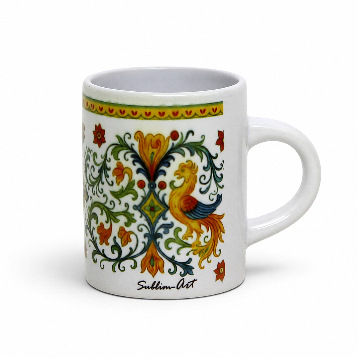Italian Espresso Cup 3 oz, Ceramic Coffee Cup, Raffaellesco Style Dragon Design, Coffee Lover Gift