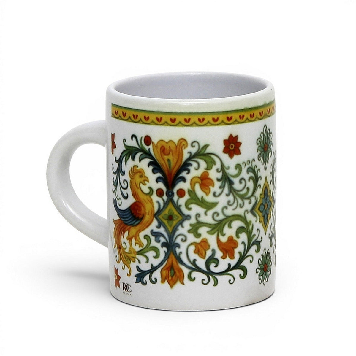 Italian Espresso Cup 3 oz, Ceramic Coffee Cup, Raffaellesco Style Dragon Design, Coffee Lover Gift