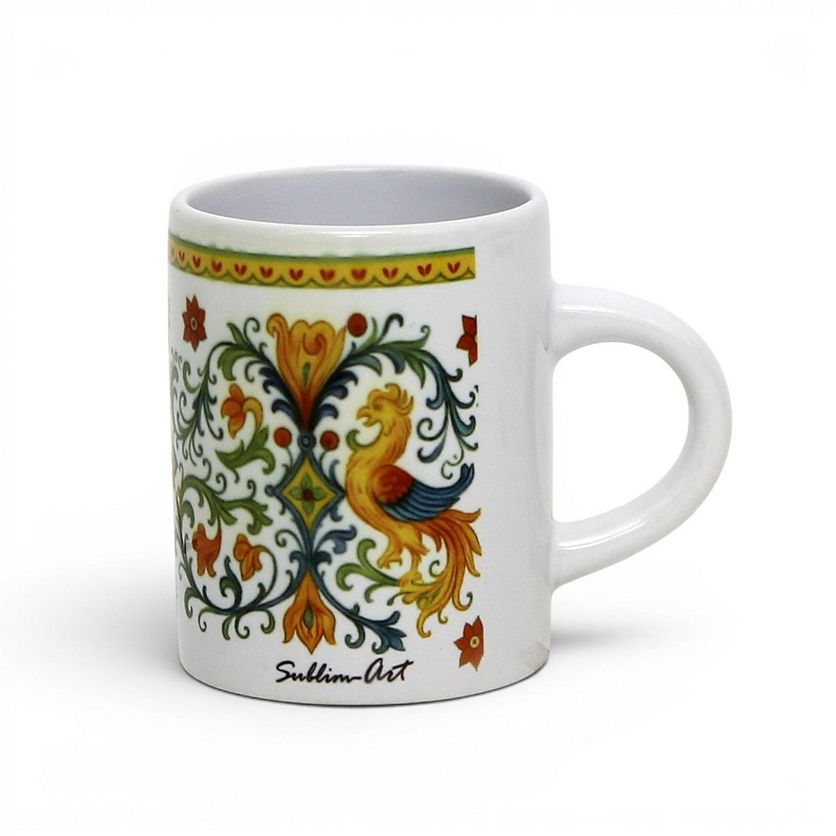 Italian Espresso Cup 3 oz, Ceramic Coffee Cup, Raffaellesco Style Dragon Design, Coffee Lover Gift