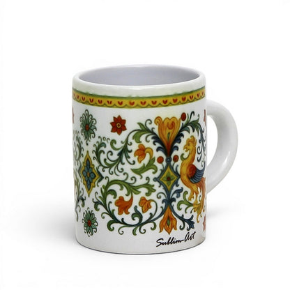Italian Espresso Cup 3 oz, Ceramic Coffee Cup, Raffaellesco Style Dragon Design, Coffee Lover Gift