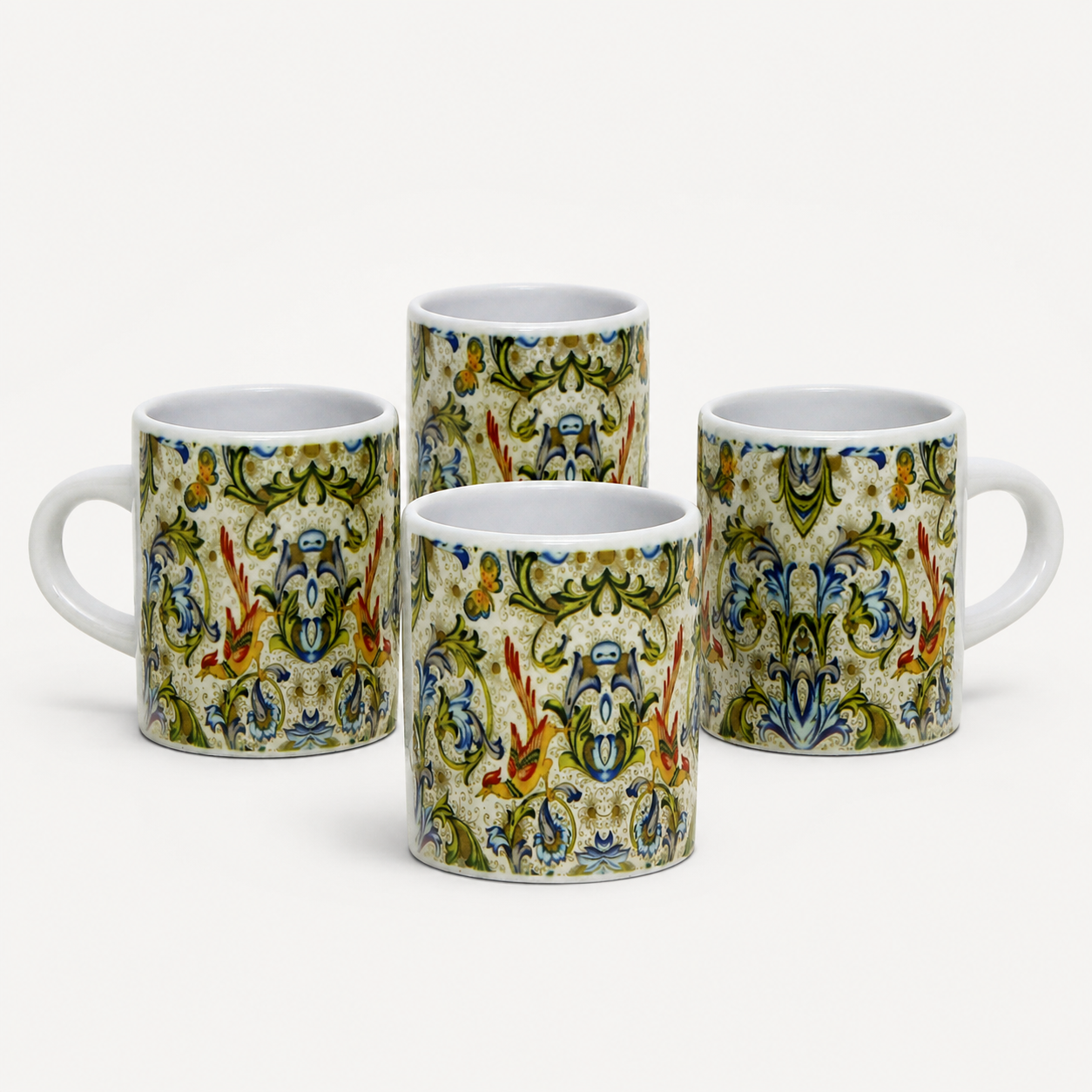 Italian Espresso Cup 3 oz, Ceramic Coffee Cup, Florentine Bird Majolica Style, Coffee Lover Gift