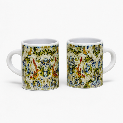 Italian Espresso Cup 3 oz, Ceramic Coffee Cup, Florentine Bird Majolica Style, Coffee Lover Gift