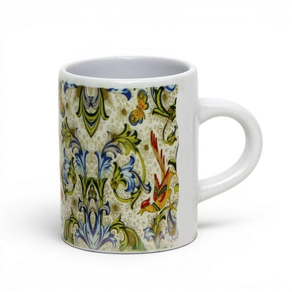 Italian Espresso Cup 3 oz, Ceramic Coffee Cup, Florentine Bird Majolica Style, Coffee Lover Gift