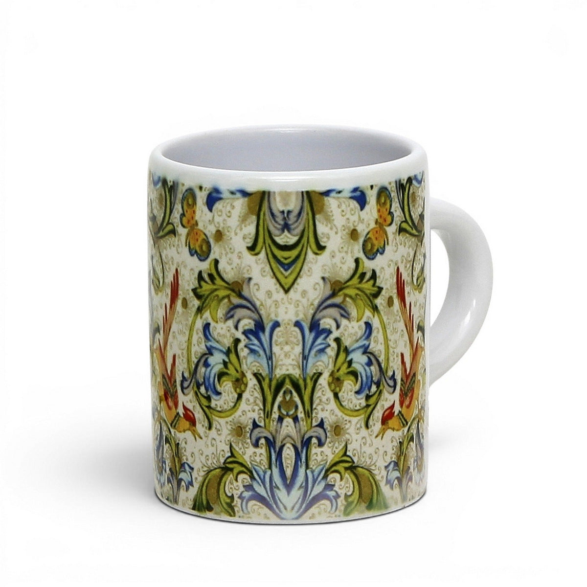 Italian Espresso Cup 3 oz, Ceramic Coffee Cup, Florentine Bird Majolica Style, Coffee Lover Gift