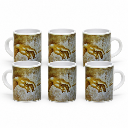 Creation of Adam Espresso Cup 3 oz, Michelangelo Inspired Ceramic Coffee Cup, Renaissance Art Gift