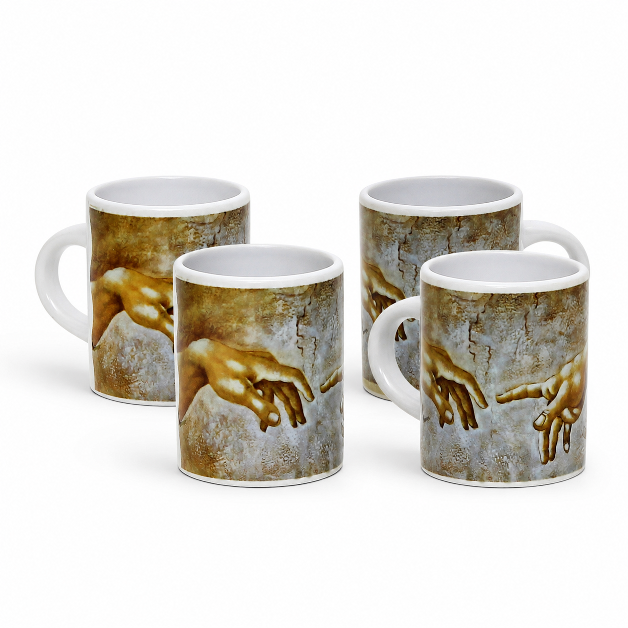 Creation of Adam Espresso Cup 3 oz, Michelangelo Inspired Ceramic Coffee Cup, Renaissance Art Gift