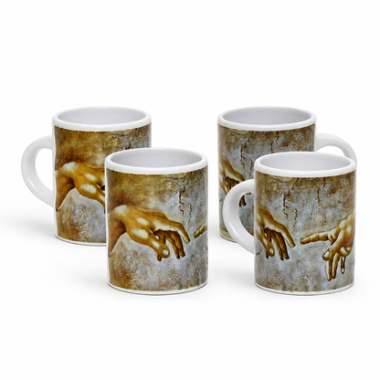 Creation of Adam Espresso Cup 3 oz, Michelangelo Inspired Ceramic Coffee Cup, Renaissance Art Gift